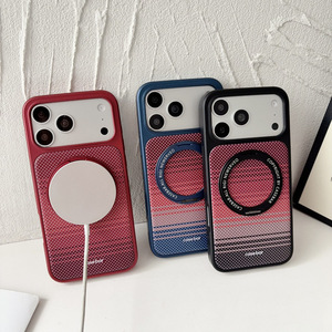 เคสโทรศัพท์กันกระแทก ดีไซน์สีพระอาทิตย์ตก พร้อมขาตั้งแม่เหล็ก 360 องศา ฝาครอบคาร์บอนไฟเบอร์ สำหรับ iPhone 16 17 Pro Max - Product Image 2