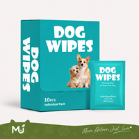 Lingettes humides individuelles MJ PET pour animaux de compagnie, 10 lingettes/boîte, jetables, sans rinçage, pour nettoyer les pattes, le pelage, le visage des chiens et des chats, pour les voyages et l'extérieur