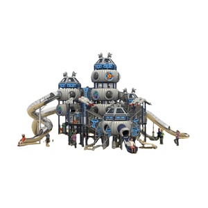 Équipement de <span class=keywords><strong>parc</strong></span> d'attractions extérieur pour enfants sur le thème des vaisseaux spatiaux, toboggans pour maternelle, structure de jeux personnalisée - Product Image 1