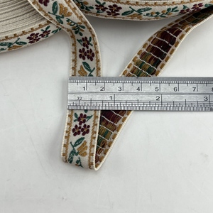 3/8 <strong>Inch</strong> Rhombus Jacquard Ribbon Embroidered Ribbons Geometric Woven Fringe Narrow Ethnic Ribbon Boho Lace Trim - Product Image 3