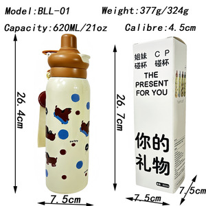 Cut Pet Insulated <b>Bottle</b> 620Ml Stainless Steel With Straw For Travel And Daily Use - Product Image 3