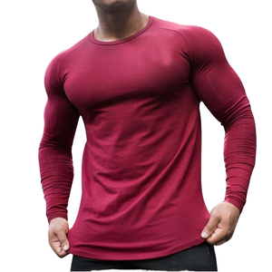 Camiseta Casual de Manga Larga para Hombre, Poliéster/Algodón, Cuello Redondo, Color Sólido, 200 Gramos, Ecológica, Transpirable, de Secado Rápido - Product Image 3