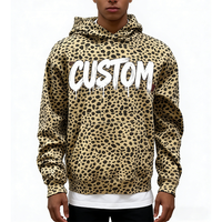 Sweat-shirt à capuche en gros de haute qualité à imprimé léopard pour hommes, logo personnalisé, streetwear, sweat-shirt à capuche pour femmes
