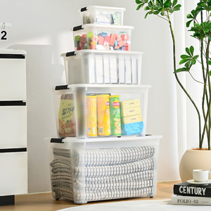 Transparent Plastic Storage Box Rectangle Stackable Organizer For Clothes Toys Snacks Household Use Large Size - Product Image 2