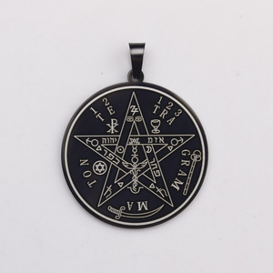Collier vintage Wicca, pendentif tétragramme, Wahyeh, <span class=keywords><strong>pentagramme</strong></span> <span class=keywords><strong>de</strong></span> <span class=keywords><strong>Salomon</strong></span> bénit, amulette, bijoux en acier inoxydable - Product Image 6