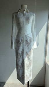 En stock, <span class=keywords><strong>robe</strong></span> élégante en dentelle blanche à manches longues, broderie, taille cintrée, <span class=keywords><strong>robe</strong></span> de soirée de luxe pour femmes - Product Image 5