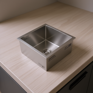 Fregadero de Cocina de Acero Inoxidable de 18x18 Pulgadas, de un Solo Tazón, para Instalar Bajo Encimera, Diseño Cuadrado Moderno, Superficie Pulida Hecha a Mano - Product Image 2