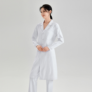 เสื้อโค้ทสีขาวแขนยาวสำหรับนักเรียนทางการแพทย์เสื้อโค้ทป้องกันเครื่องแบบห้องปฏิบัติการทางเคมีชีวภาพมีคุณสมบัติด้านความร้อน - Product Image 1