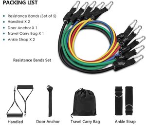 Fitness Workout Latex <b>Exercise</b> Tube 11pcs Resistance <b>Bands</b> Set Gymnastic Sport Pull Rope With Door Anchor Handle - Product Image 5