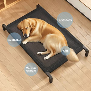 Groot Formaat Verkoelend Verhoogd Huisdierbedframe Voor Honden Ademend Mesh Draagbaar Indoor Opgeheven Hondenhangmat Voor Buiten Met Solide Patroon - Product Image 4