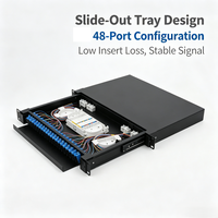 Caja Terminal de Fibra Óptica SC Dúplex de 24 Puertos 1U con Cajón Extraíble, Panel de Conexiones ODF de Alta Resistencia para Montaje en Rack para FTTH y Centros de Datos