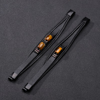 Bracelet en pierre œil de tigre naturelle pour homme, fermoir magnétique, cordon en cuir multicouche, vente chaude