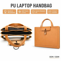 Bolso de Mano para Portátil de Cuero PU, Compartimento Tipo Acordeón, Resistente a Arañazos, Funda Protectora para Ordenador, Maletín para Portátil de Oficina