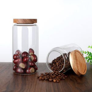 Fabricant <span class=keywords><strong>de</strong></span> bocaux en verre à large ouverture pour le stockage des aliments en cuisine, contenants en verre avec couvercle hermétique en bois d'acacia - Product Image 3