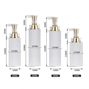Luxury 300ml 500ml PET <strong>Plastic</strong> Matte White <strong>Round</strong> Empty Conditioner Body Lotion <strong>Bottle</strong> Gold HDPE Airless Pump Shampoo <strong>Bottle</strong> - Product Image 1