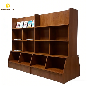 Meubles de bibliothèque, design moderne, étagères à livres en bois à 4 niveaux, présentoir à livres pour école, librairie et salle de lecture de bibliothèque - Product Image 2