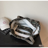 Sac fourre-tout en toile camouflage léopard, fermeture éclair durable, double bretelles, léger, grande capacité, pour femmes, voyages en plein air