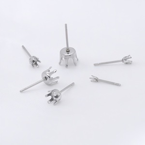 Stainless Steel Six Prong Earring <b>Posts</b> <b>Round</b> Studs Jewelry Findings For DIY Earrings Accessories 18K Gold Plated Silver Color - Product Image 4