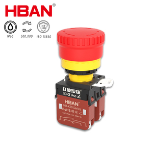 Interruptor de Botón Pulsador de 22 mm, IP65, Antierror, para Ascensor, Botón de Parada de Emergencia, 20A, HBAN de Fábrica - Product Image 1