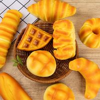 Jouet Squishy en PU Souple à Rebond Lent, Modèle Croissant Gaufre Parfumé, Anti-Stress, OEM CN, pour Unisexe, 14 ans et plus