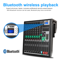 Biner GM9 intégré 99 Types d'effets DSP avec amplificateur de puissance 600W + 600W Console de mixage sonore 9 canaux mélangeur audio alimenté