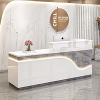 Comptoir de réception moderne en forme de marbre pour bureau, salon, hôtel ou école, table de caisse en bois, mobilier