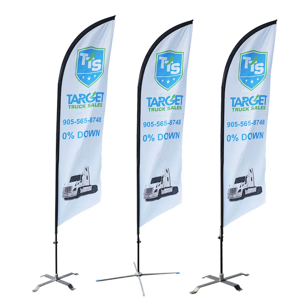 Individuelles Logo bedruckte Polyester-Flaggen-Banner Werbeflaggen für draußen fliegender Strand-Flaggenstange langlebiges Aluminium-Fiberglas-Material