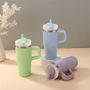 Car <b>Mug</b> Handle Travel 14oz Tumbler Insulated Stainless Steel Double Wall Cup Lid Straw Non-Slip - Product Image 4