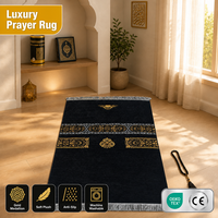 Tapis de prière musulman arabe Aodu noir et or, motif médaillon, doux, en peluche, antidérapant, lavable, pour voyage, maison, mosquée, vente en gros, direct usine