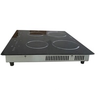 Table de cuisson électrique encastrable à 4 brûleurs avec commande tactile LED, double éléments chauffants, plaque vitrocéramique radiante