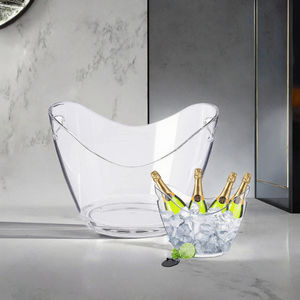 Seau à glace moderne et transparent en plastique personnalisé 4L/8L/12L pour refroidisseur de vin de Champagne pour fêtes mariages pinces éclairées de grande capacité - Product Image 3