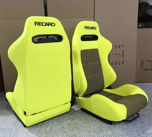 Jiabeir Universal Pair Of Customized Recaro Yellow Suede Racing Bucket Seats With Dual Lock Rails