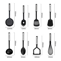38 pcs Non-bâton Cuisine Gadgets Ustensiles de Cuisine Accessoires Nylon Noir Cuisine Ustensiles de Cuisine Ensemble Avec Poignée En Acier Inoxydable