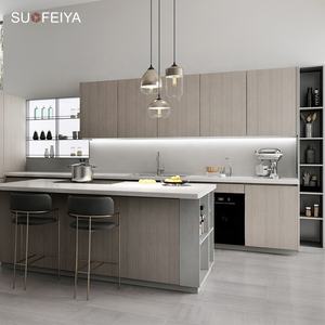 Armoires de <span class=keywords><strong>cuisine</strong></span> modernes modulaires personnalisées en bois stratifié avec robinet et comptoir en marbre à charnières pour appartement - Product Image 2