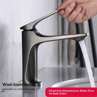 Robinet de lavabo gris anthracite à poignée unique avec cartouche céramique pour eau chaude et froide