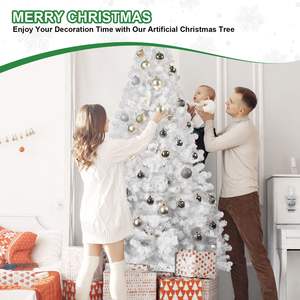 DB 7.5ft PVC Blanco Árbol de Navidad preiluminado Respetuoso con el medio ambiente Árbol grande artificial ignífugo para decoraciones - Product Image 3