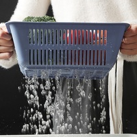Nestbare afwasbakset, vierkante plastic vergiet, BPA-vrij, voor het wassen van fruit en groenten, keukenkraan organizer, stapelbaar