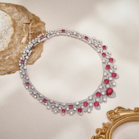 Parure de bijoux 4 pièces en laiton haut de gamme avec zircon coloré, collier, boucles d'oreilles, bagues et bracelets, pour mariée, idéale pour banquets, éblouissante