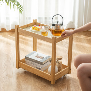 Mini <b>Side</b> <b>Table</b> With Storage Shelf Natural Wood Modern Living Room Coffee <b>Table</b> For <b>Sofa</b> Bed Bedroom Use - Product Image 3