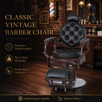 Équipement de coiffure durable, mobilier de salon confortable, fauteuil de barbier à rivets, cuir PU classique, style vintage pour salon de coiffure