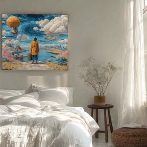 Peinture murale artisanale sur toile texturée, art réaliste Voyager Horizon, décoration intérieure pour la maison, vente en gros - Product Image 4