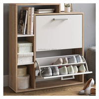 Organisateur de rangement extensible pour salon avec tiroir rabattable et meuble à chaussures autoportant en bois pour entrepôt et hôtel