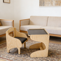 Ensemble bureau et chaise d'apprentissage en bois massif moderne avec coins arrondis et rangement pour école, hôpital, hôtel, salon, chambre
