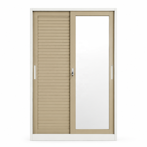 Armario de Ropa Resistente de Hierro, Armario Metálico de 2 Puertas, Impermeable, con Puerta Corredera con Espejo - Product Image 2