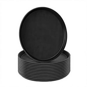 Plateau de service rond classique écologique avec support de logo personnalisé, antidérapant, en plastique sous glaçure, pour verres à shot de bar - Product Image 2