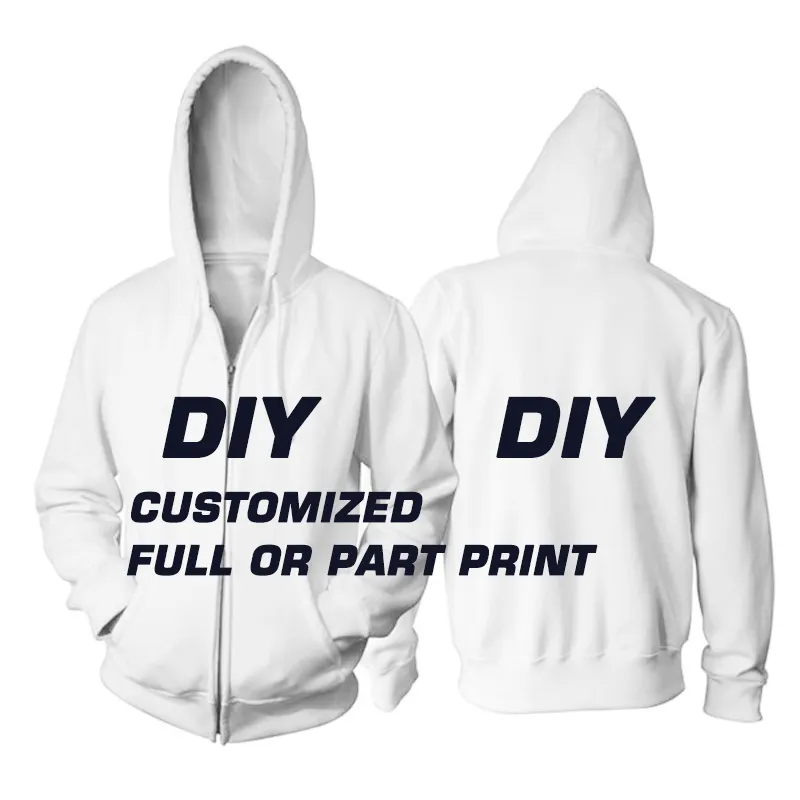 Customized Design Low MOQ Standard USA Size Plus Size Blank Designer Custom Made DIY Men's Zipper Hoodies Jackets