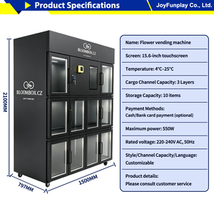 Máquina Expendedora de Flores de Gran Capacidad JFP Personalizada, 8-16 Ramos, Refrigerada, <span class=keywords><strong>Almacenamiento</strong></span> <span class=keywords><strong>en</strong></span> Frío 24H, OEM, CE - Product Image 3