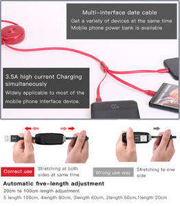 <span class=keywords><strong>Cable</strong></span> de Datos USB 3 en 1 Telescópico Tipo-C Micro 8 Pines 3.5A para Carga de Celulares - Product Image 5