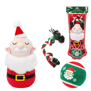 PAIPET Set de Regalo de Juguetes Navideños para Perros, Peluche de <span class=keywords><strong>Santa</strong></span> con Juguete de Cuerda y Pelota, Juguetes para Mascotas en Blíster, Venta al por Mayor para las Fiestas - Product Image 6