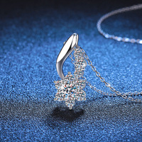 Collar de Plata de Ley S925 con Diamante Moissanita de 0.5 Quilates, Color D, Diseño de Girasol, Cadena para Clavícula, Joyería de Boda para Mujer